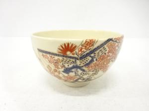 原平造　金彩色絵　花　茶碗